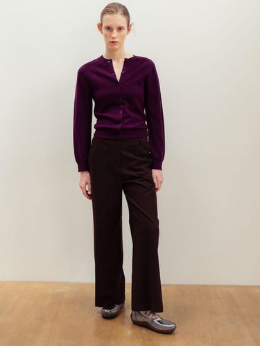 Wool Blended Wide Fit Pants - Brown - kotelo - Modalova