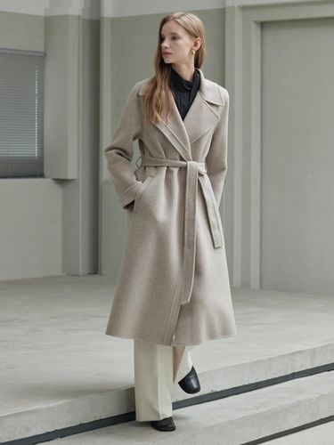 Cashmere Handmade Long Coat_Melange Beige - hyyk - Modalova