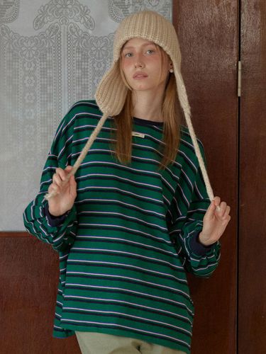 MULTI STRIPE OVERFIT T-SHIRT_GREEN - leterie - Modalova