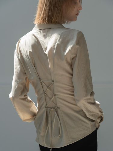 Back Lace-up Blouse_BEIGE - MORCEAU PAR MORCEAU - Modalova