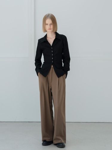 Double Belt loop Wide Pants_BROWN - MORCEAU PAR MORCEAU - Modalova