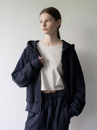 Sweat hoodie zipup cardigan - navy - CLUNY - Modalova