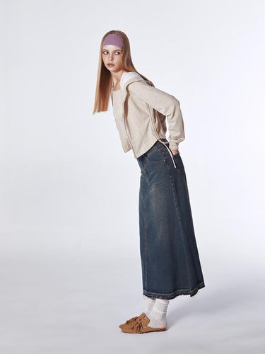 Vintage Denim Maxi Skirt (INDIGO) - koolkitten - Modalova