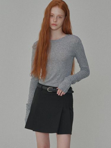 See-Through Wool Jersey T-shirt_Melage Gray - OPENING SUNSHINE - Modalova