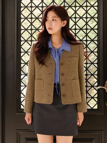 Wool Blended V-neck Jacket OW4XJ9510 - OLIVE DES OLIVE - Modalova