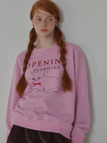 Kitten-printed Sweat Shirts_Pink - OPENING SUNSHINE - Modalova