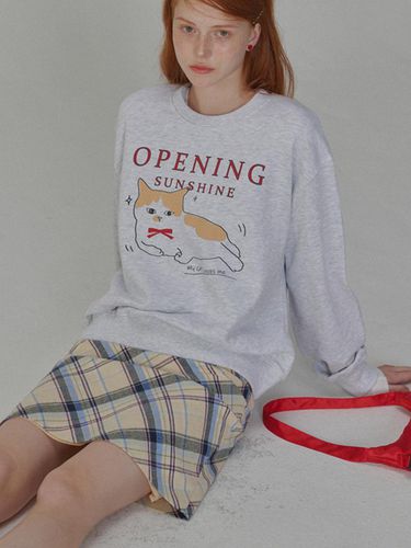 Kitten-printed Sweat Shirts_Light Gray - OPENING SUNSHINE - Modalova