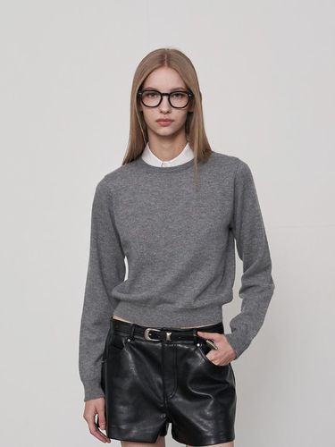 Wool Crew-neck Sweater Dark Gray - fromwhere - Modalova