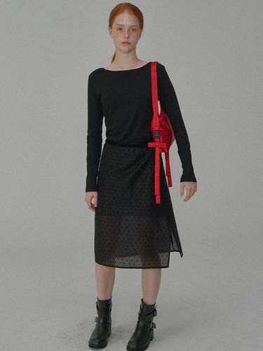 Heart-patterned Layered Wrap Skirt_Black - OPENING SUNSHINE - Modalova