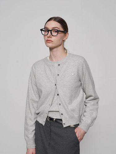 Wool Crew-neck Cardigan Light Gray - fromwhere - Modalova