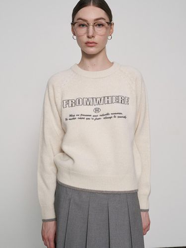 Embroidery Wool Sweater Cream - fromwhere - Modalova