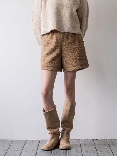 Boucle wool short pants - beige - CLUNY - Modalova