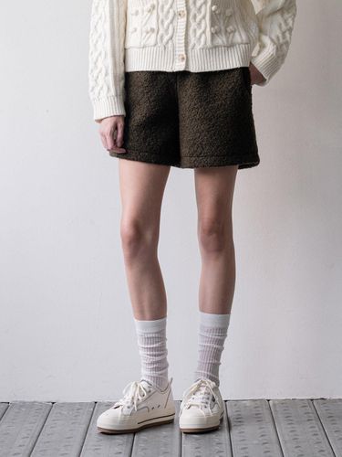 Boucle wool short pants - khaki - CLUNY - Modalova