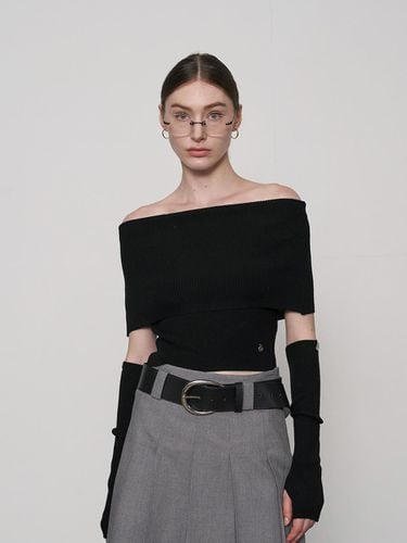 Two-Way Off Shoulder Sweater Black - fromwhere - Modalova