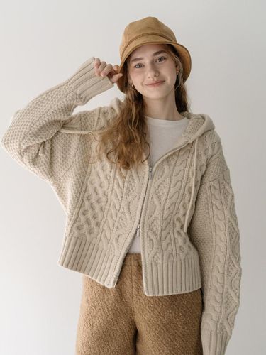 Cable Two-way Knit Zip-up Cardigan [] - CLUNY - Modalova