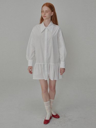 Cotton shirring mini shirt dress_White - OPENING SUNSHINE - Modalova