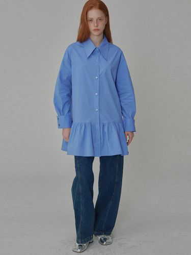 Cotton shirring mini shirt dress_Blue - OPENING SUNSHINE - Modalova