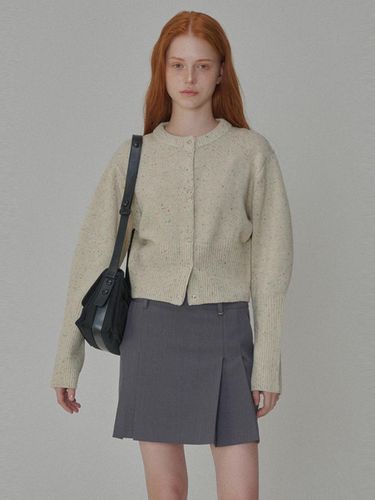 Round neck wool crop knit cardigan_Beige - OPENING SUNSHINE - Modalova