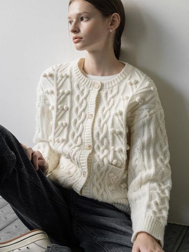 Pompom cable knit cardigan - CLUNY - Modalova