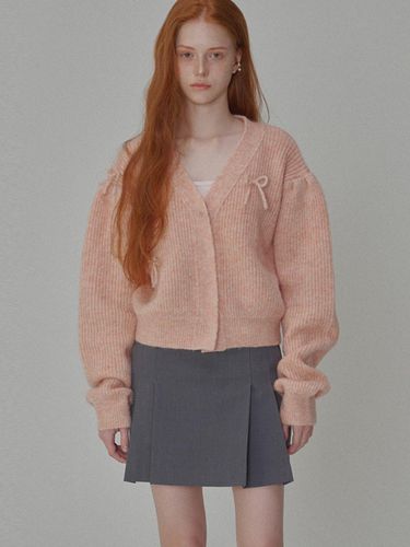 Mohair Ribbon Pointed Cardigan_Pink - OPENING SUNSHINE - Modalova