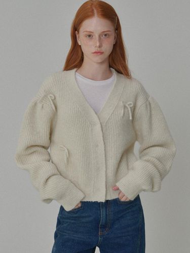 Mohair Ribbon Pointed Cardigan_Cream - OPENING SUNSHINE - Modalova