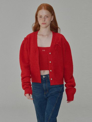 Mohair Ribbon Pointed Cardigan_Red - OPENING SUNSHINE - Modalova