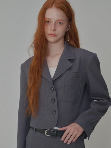 Classic Tailored Crop Jacket_Gray - OPENING SUNSHINE - Modalova