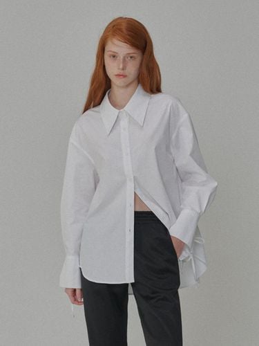 Ribbon Detailed Over-fit Cotton Shirt_White - OPENING SUNSHINE - Modalova