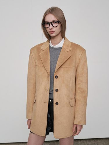 Cutting Line Suede Blazer Beige - fromwhere - Modalova