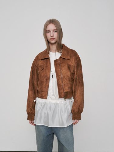 Suede Bomber Jacket Beige - fromwhere - Modalova