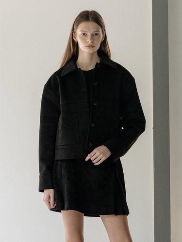 Suede crop jacket - black - CLUNY - Modalova