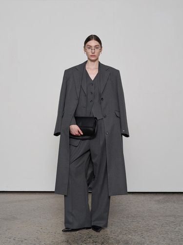 Oversized Wool Single Coat Gray - fromwhere - Modalova