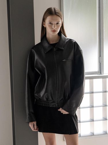 Crack leather blouson jumper - CLUNY - Modalova