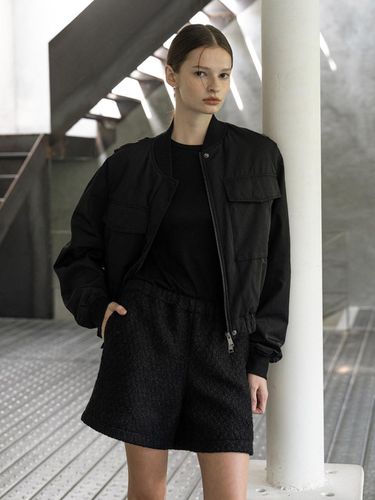 Crop bomber jacket - black - CLUNY - Modalova