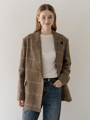 Wool check overfit jacket - check - CLUNY - Modalova