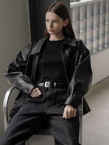 Overfit leather blouson jumper - CLUNY - Modalova