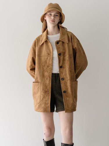 Suede half coat - camel - CLUNY - Modalova