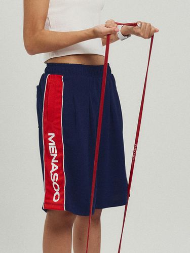 Side Slogan Mesh Basketball Shorts_Navy - MENASOO - Modalova