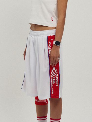 Side Slogan Mesh Basketball Shorts_White - MENASOO - Modalova