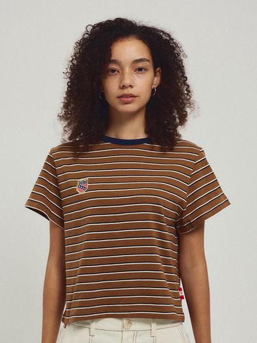 MNS Stripe Cotton T-shirt_Brown - MENASOO - Modalova