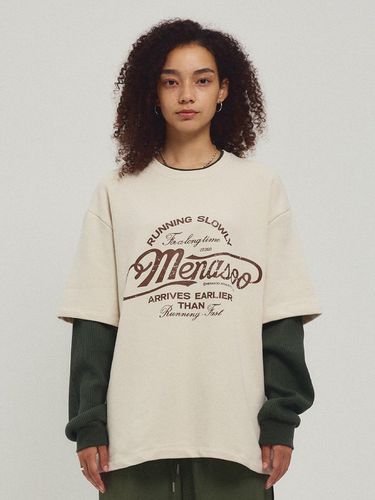 Waffle Layered Sweatshirt_Light Beige - MENASOO - Modalova