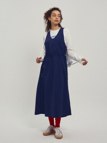 Nylon Layered Long Dress_Navy - MENASOO - Modalova