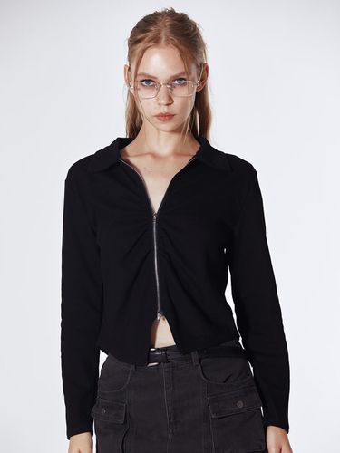 Front Ruched Zip Up Cardigan () - koolkitten - Modalova