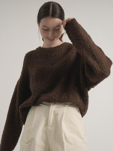 Wool Furry Round Knit (Brown) - VLETI - Modalova