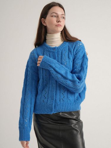 Alpaca Cable Skashi Knit Cardigan (Blue) - VLETI - Modalova