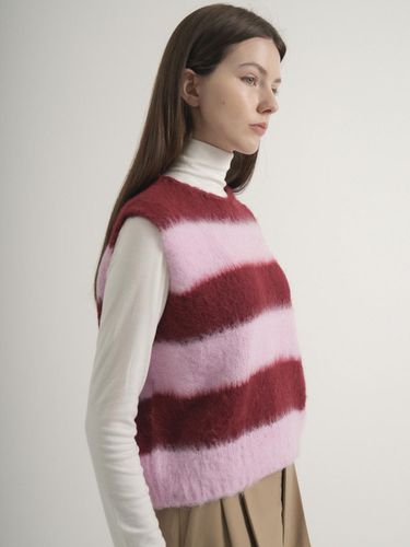 Wool Stripe Brush Knit Vest (Pink) - VLETI - Modalova