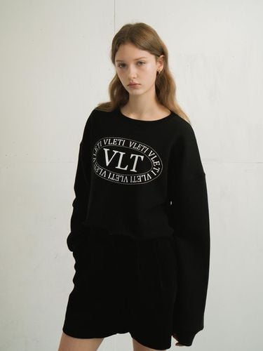 Logo Graphic Crop Sweatshirt (Black) - VLETI - Modalova