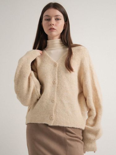 Wool Soft V-neck Knit Cardigan (Beige) - VLETI - Modalova