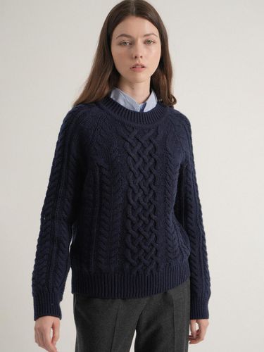 Cashmere Cable Round Knit (Navy) - VLETI - Modalova