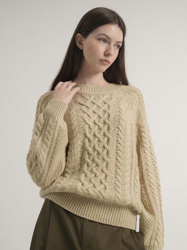 Cashmere Cable Round Knit (Beige) - VLETI - Modalova